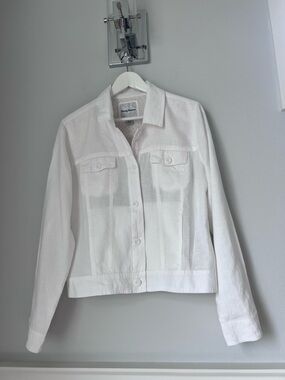 Tommy Bahama White Button-Front Linen Jean Jacket
